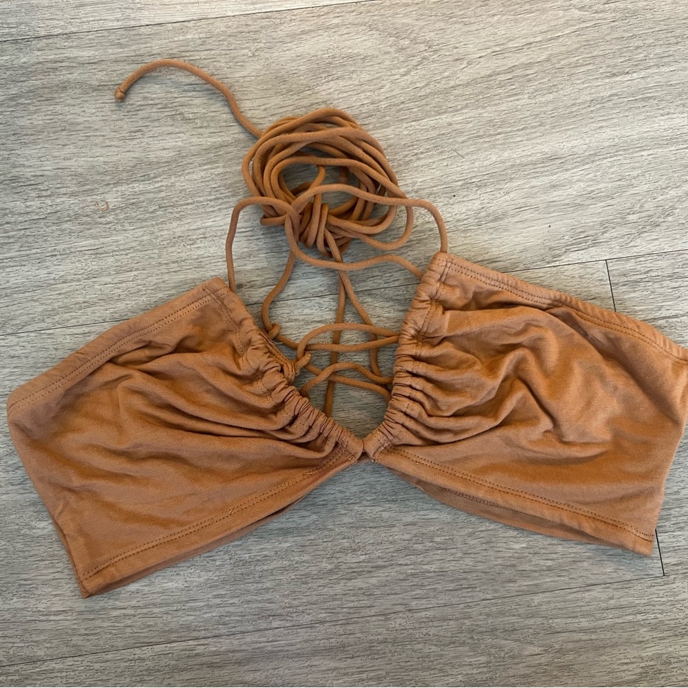 Lace Up Tan Women's Top